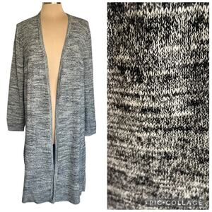 Talbots Gray Space Dye Long Line Open Front Cardigan Size XL Fall Casual Career
